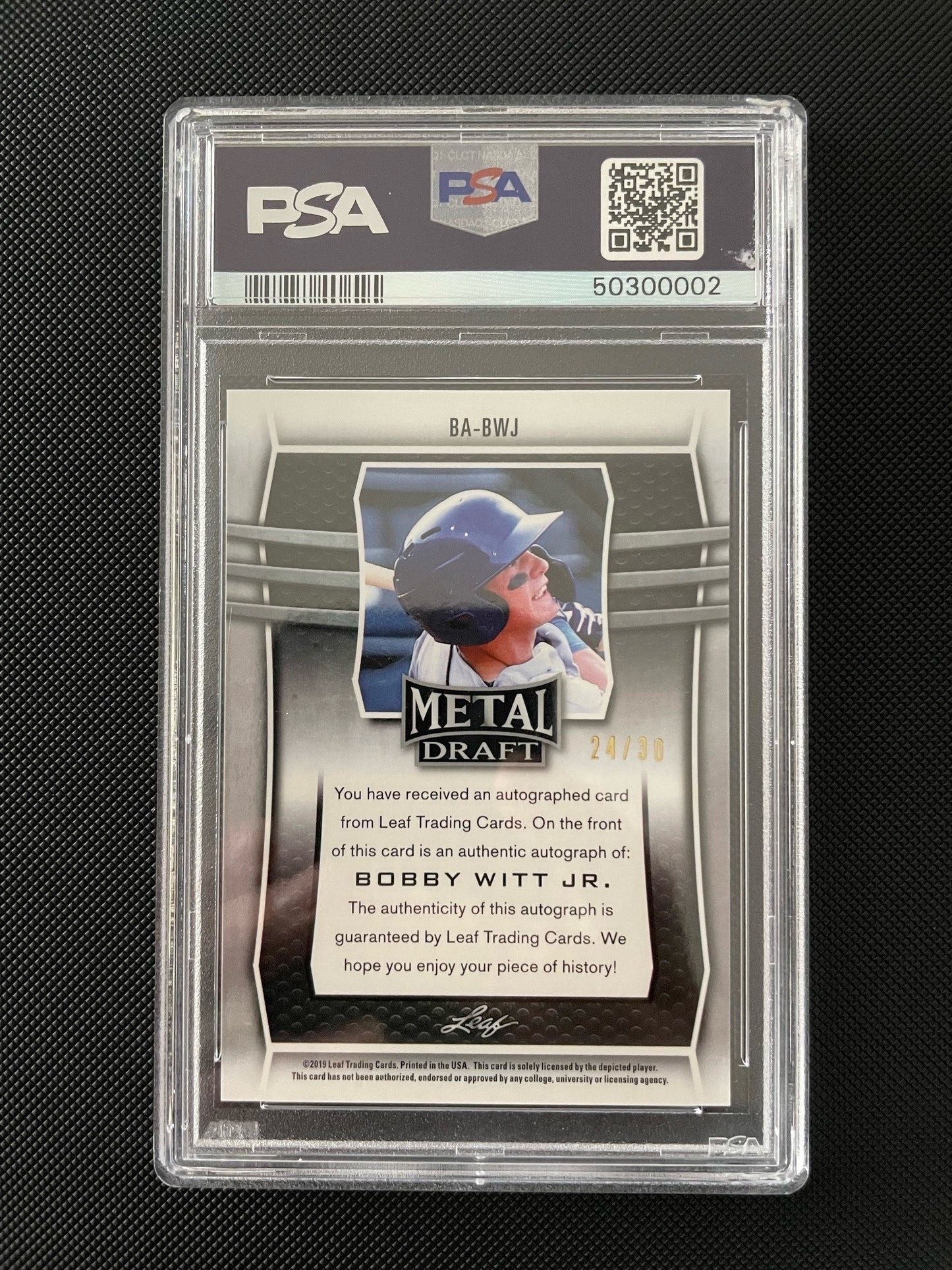 Bobby Witt Jr. 2019 Leaf Metal Draft Autograph PSA 10 - POP 2